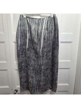 Nygard Collection Abstract Grey Black Faux Wrap Midi Skirt Size 16 Maxi